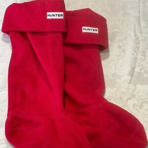 Hunter Fleece Warm Pull On Tall Boot Socks In Red